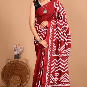 Hand Block Print Cotton Saree: Ethnic Indian Design