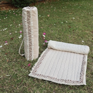 Boho Hippie Yoga Mat Bag Vertical Block print Yoga mat With Carrier Bag Gym Bag Travel Yoga Bag Gift for Yoga Lover
