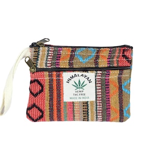 Piccolo portamonete, portamonete in canapa, regalo per lei, portamonete fatto a mano, borsa da festival Boho Hippie, porta carte, trousse per cosmetici
