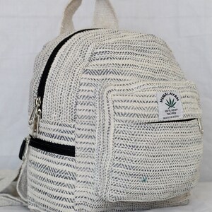 Mini Backpack, Hemp Handmade Backpack, Gift For Woman, Boho Hippie Backpack, Handmade Eco-Friendly Backpack, Birthday Gift, Anniversary Gift image 4