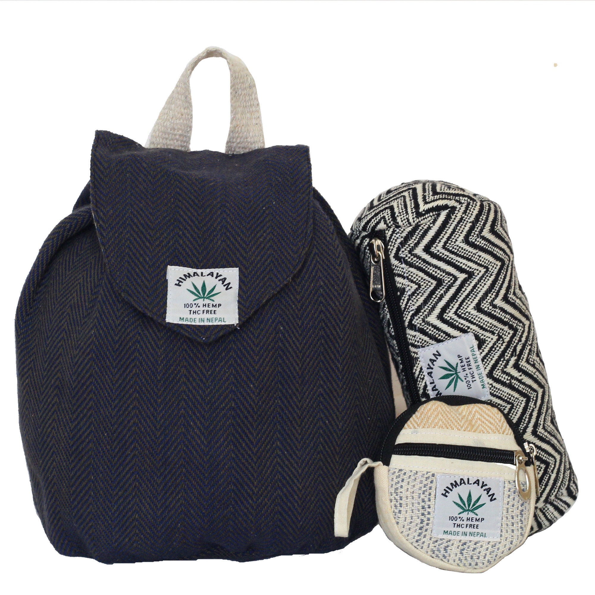 Mini Hemp Backpack with Padded Straps & Hidden Pocket, Eco-Friendly Daypack Hemp Backpacks main image 4