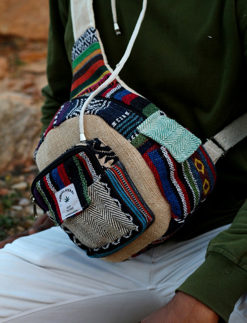 Handmade Vegan Bag, Hemp Sling Bag Funny Pack Cross body bag Hemp CrossBody Bag