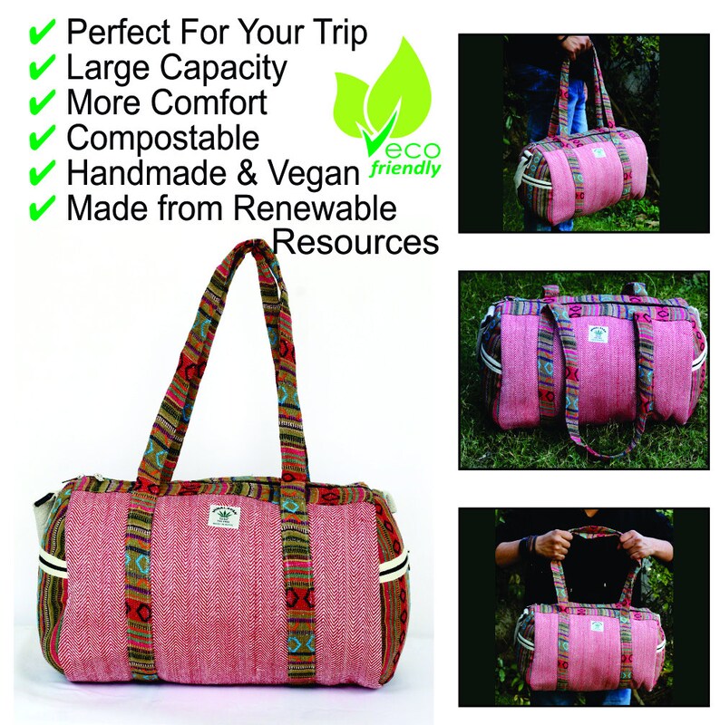 Duffel Bag Overnight Weekender Bag Gym Bag Travel Luggage Bag Boho Hippie style Duffel Bag Eco image 5