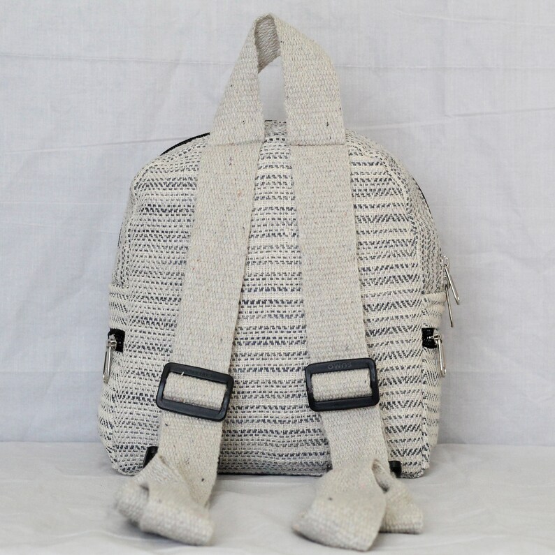 Mini Backpack, Hemp Handmade Backpack, Gift For Woman, Boho Hippie Backpack, Handmade Eco-Friendly Backpack, Birthday Gift, Anniversary Gift image 6