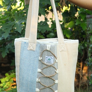 Hemp Shopping Tote Bag Handmade Multi-Purpose Women Bag best for Market & Festival Bag image 1
