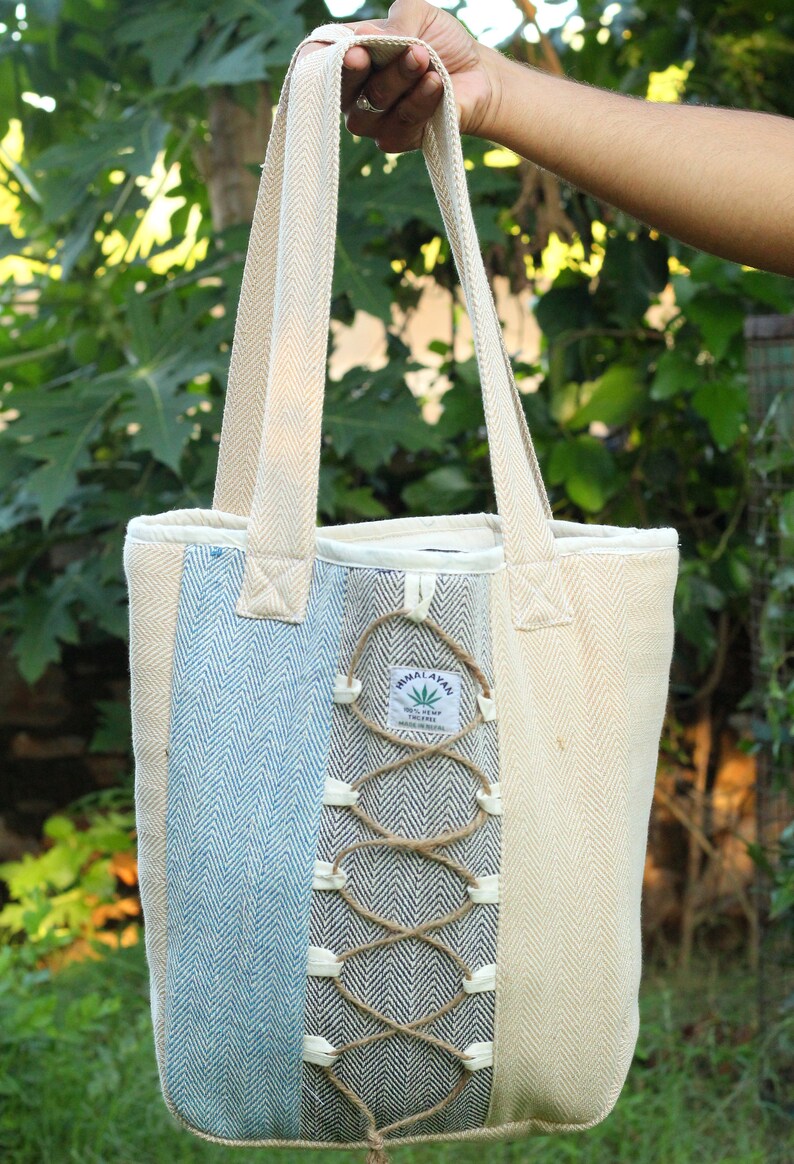 Hemp Shopping Tote Bag Handmade Multi-Purpose Women Bag best for Market & Festival Bag image 1