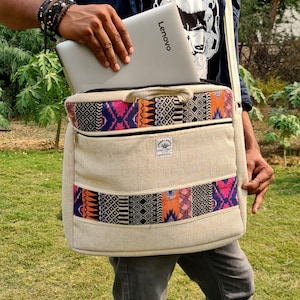 Laptop Bag, Hemp Laptop Bag , Best Gift For Him Her ,Eco-Friendly Laptop Case, Anniversary Gift, Eco-friendly Bag image 2