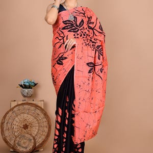 Handcrafted Red Cotton Saree with Traditional Jaipuri Print – Soft 92x80 Fabric with Blouse