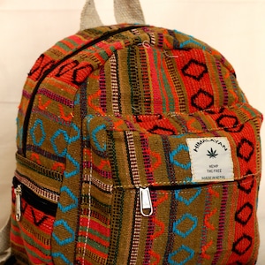 Mini Boho Hemp Backpack | Mini Backpack Purse for Women | Gift For Her, Him | Handmade Backpack