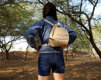 Mochila pequeña, mochila de cáñamo, mochila pequeña para mujer, mochila de viaje, mochila hecha a mano, mochila pequeña, regalo para ella, regalo de Navidad