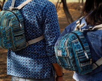 Unisex Mini Backpack, Hemp Mini Backpack, Gift For Woman, Birthday Gift, Handmade Women Backpack, Anniversary Gift, Christmas Gift