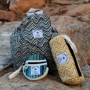 Mini borsa, mini borsa di canapa, mini zaino con astuccio di canapa e portamonete, zaino unisex, regalo di Capodanno,