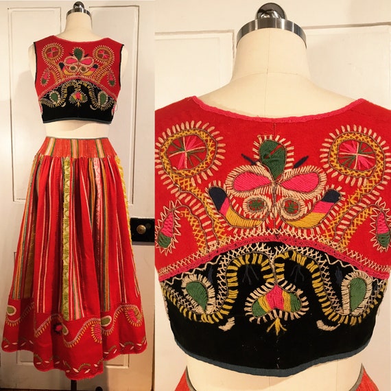 1940s Portuguese folk costume vest and skirt set