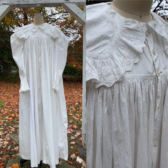 Victorian White Mutton Sleeve Wrapper Dress [xs/s