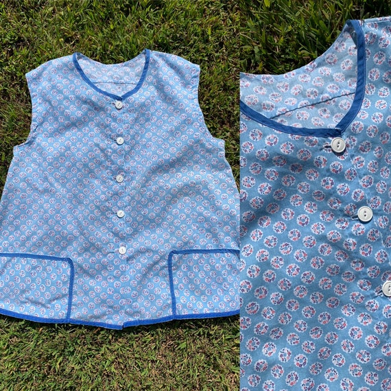 1940s Cotton Floral Print Feedsack Smock Top [lrg/