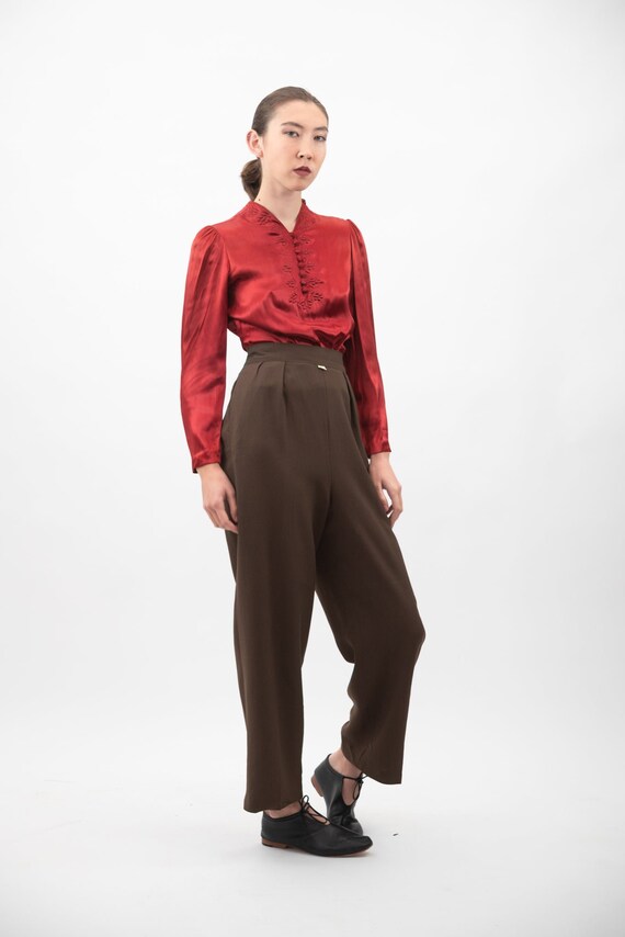 1940s Deadstock Dark Chocolate Gabardine Trousers 