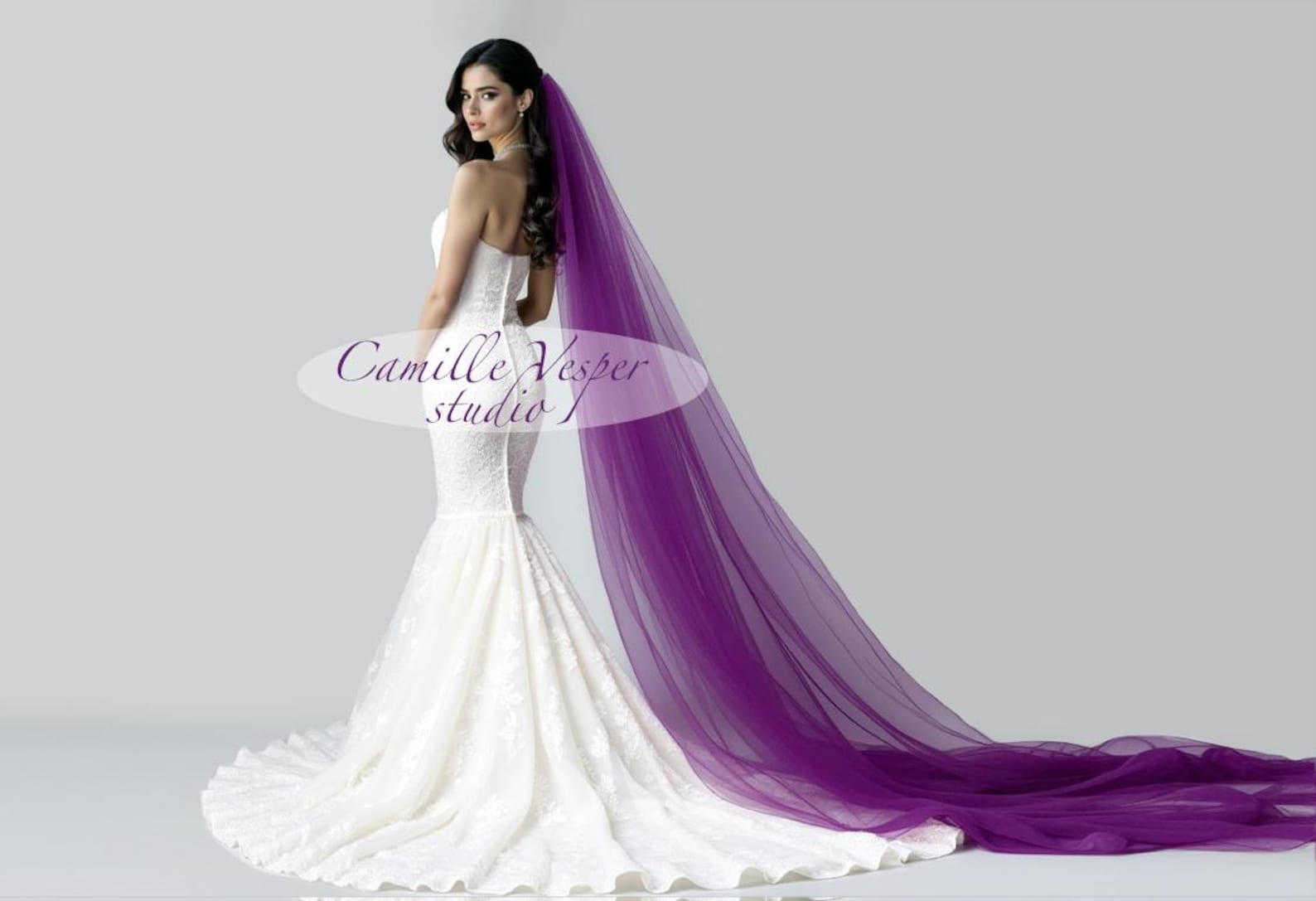 Purple wedding veils - Dark purple wedding veil