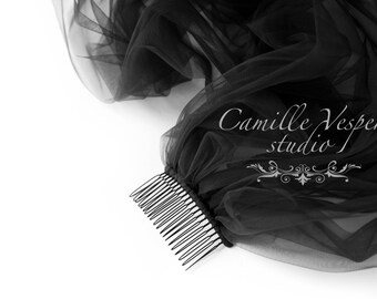 Black veil - black wedding veil -black veil brides - long black veil