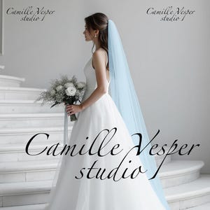 Light blue bridal veil - single layer blue wedding veil