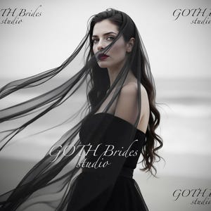 Black wedding veil. Two tier black veil. Long black bridal veil with blusher. Black blusher veil. Black veil two layers. Black tulle veil.