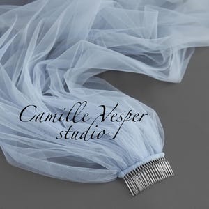 Simple Light blue wedding veil