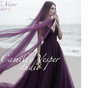 Gothic wedding veil: Dark Purple plum two tier bridal veil