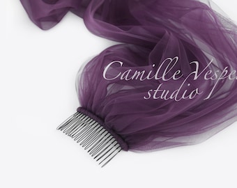 Dark dusty purple wedding veil