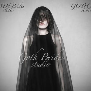 Gothic Black wedding veil -  Long Black bridal veil  - Black veil 2 layers - Black blusher veil - Goth bridal veil - Black two tier veil