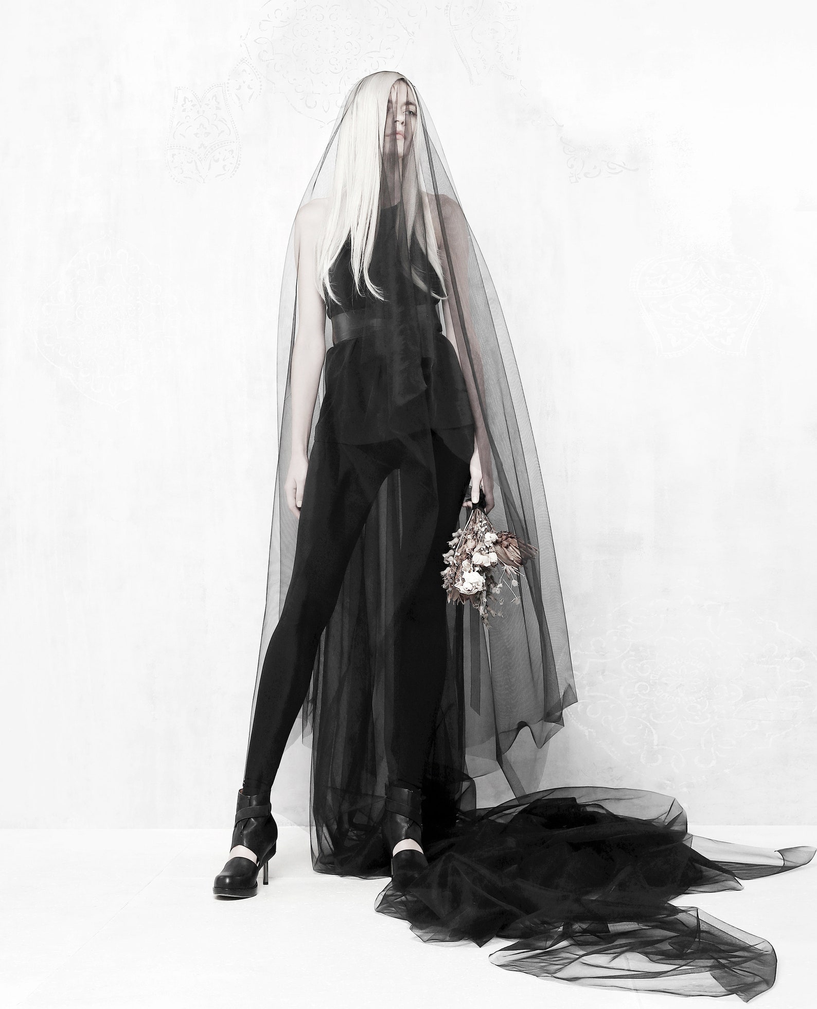 Black Bridal Veil With Blusher Gothic Black Wedding Veil Halloween