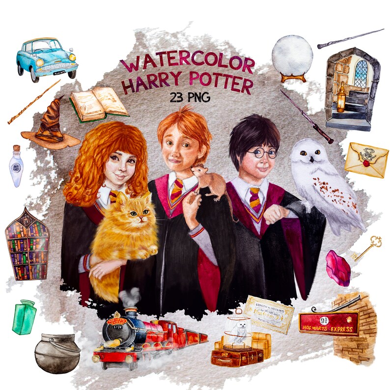 Clipart Watercolor Harry Potter | Etsy