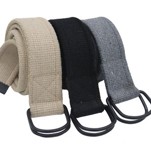 Canvas Web Belt Metal Double  Black D Ring Buckle for Men Women ,Casual Cloth Military Style Belt 1 1/2&quot; Wide