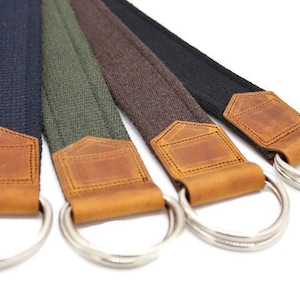 high quality web belt with leather detail,d ring canvas belt for mens and women,best men proposal