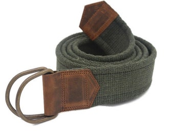 Canvas Web Belt with Metal Double D Ring Buckle