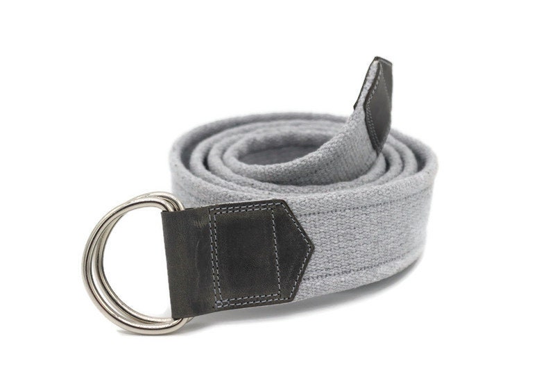 Green Web Belt Solid Brass D Ring With Leather Detail,green Canvas D ...