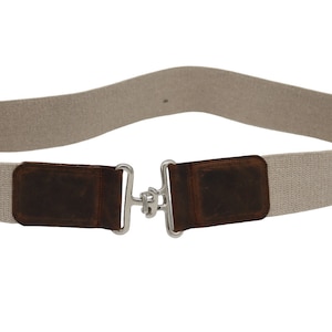 2&quot; khaki elastic waist equestrian belt with leather detail- Stretch equestrian belt for women,horse belt for women