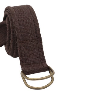 solid brass d ring woven belt,canvas belt for women and men,antique d ring woven cotton belt brown