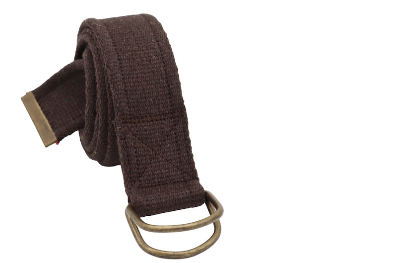 solid brass d ring woven belt,canvas belt for women and men,antique d ring woven cotton belt brown