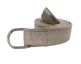 beige webbing belt for man and woman,d ring canvas webbing cotton belt