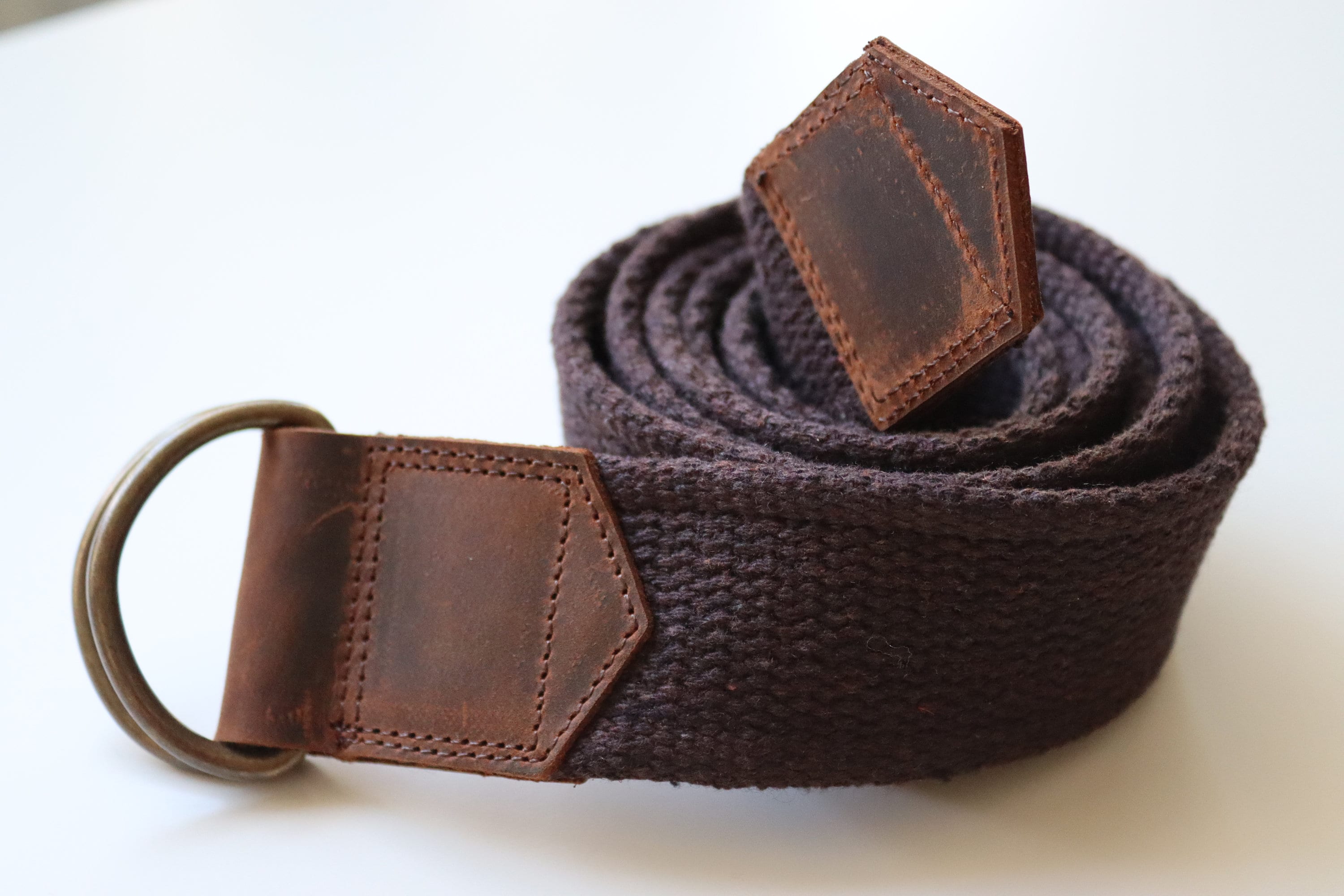 Canvas Web Belt With Solid Brass Double D-ring Buckle With 