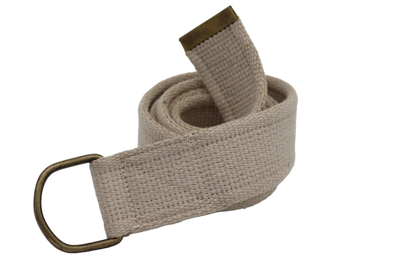 solid brass d ring woven belt,canvas belt for women and men,antique d ring woven cotton belt beige