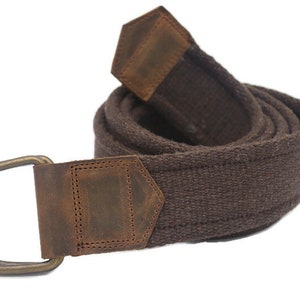 Green Web Belt Solid Brass D Ring With Leather Detail,green Canvas D ...
