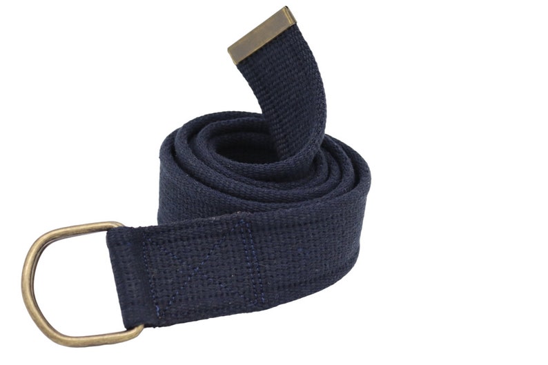 Cotton Woven Belt With Solid Brass D Ring,navy Blue greenblack Canvas