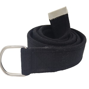 Schwarzer Canvas D-Ring Gürtel, Baumwollgürtel mit Doppel-D-Ring, schwarzer Stoffgürtel für Geschenk