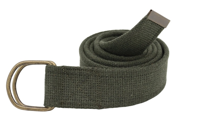 Cotton Woven Belt With Solid Brass D Ring,navy Blue greenblack Canvas