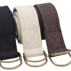 solid brass d ring woven belt,canvas belt for women and men,antique d ring woven cotton belt