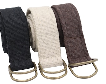 solid brass d ring woven belt,canvas belt for women and men,antique d ring woven cotton belt