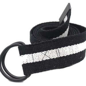 black-white striped d ring belt,black-white webbing belt,fabric belt