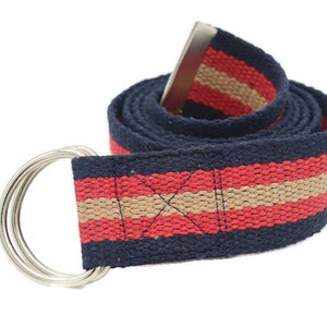 striped webbing d ring belt,unisex cotton belt (width 1.57 inc,4 cm)