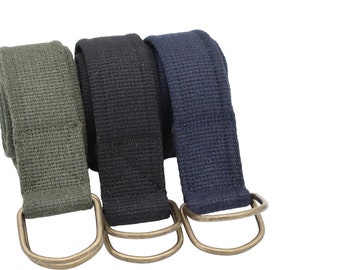 Canvas Web Belt with Solid Brass D Ring Buckle