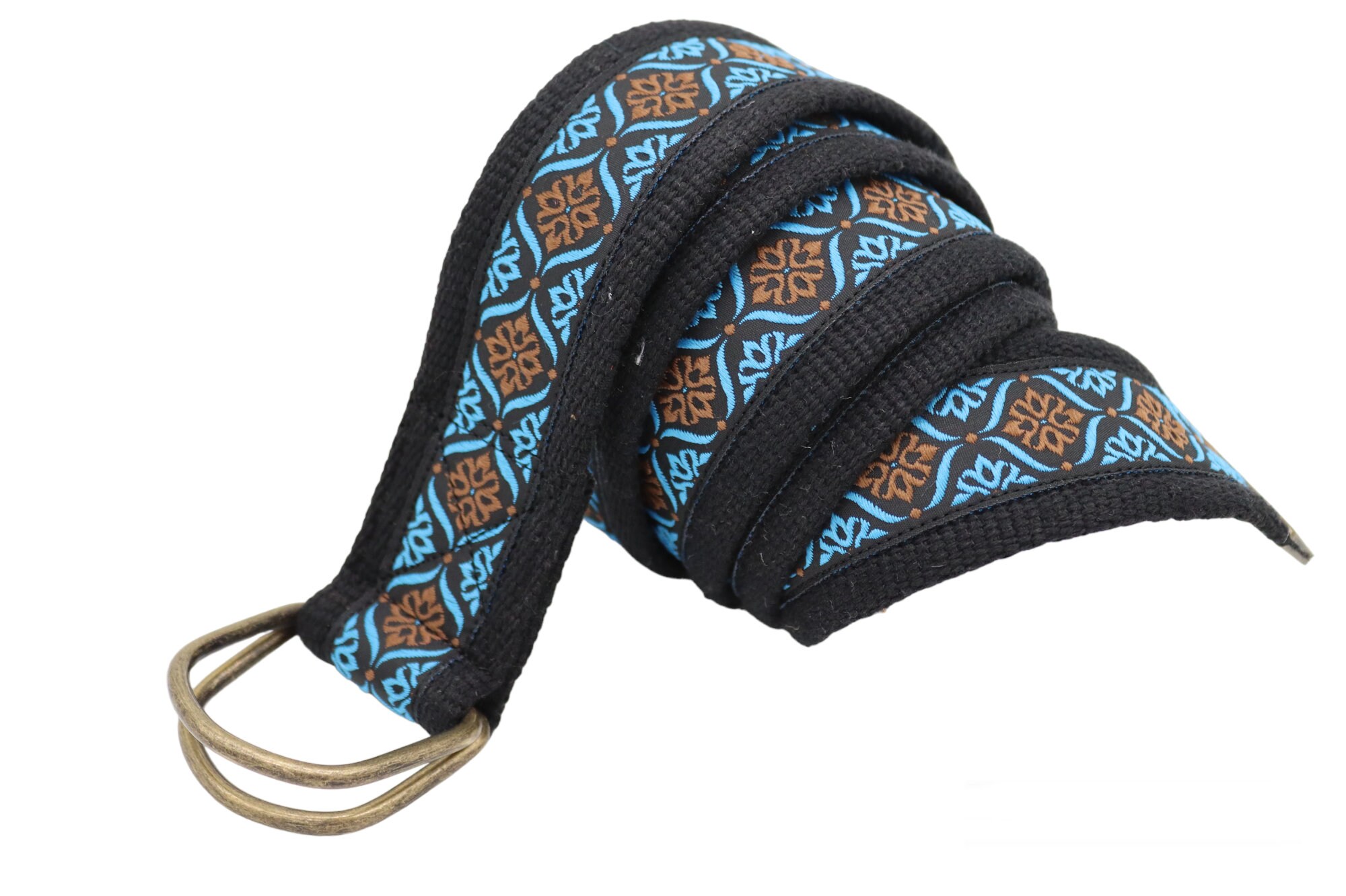 Turquoise Woven Waist Belt with Large Gold-Tone Tribal Geometric Buckle il_fullxfull.5497545088_bvxp.  main image 2